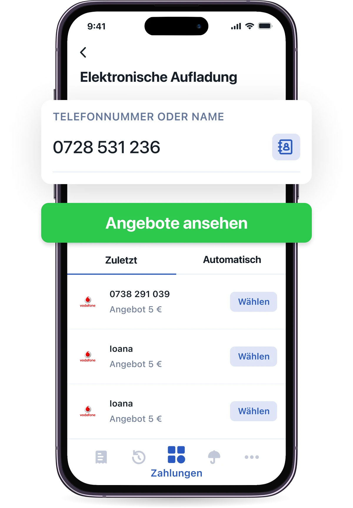 PrePay-Karte aufladen